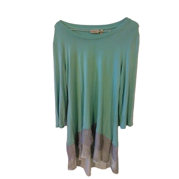 Lace Layered Bottom Tunic Laurie Goldstein Mint Lightweight Soft Romantic S - Picture 1 of 9